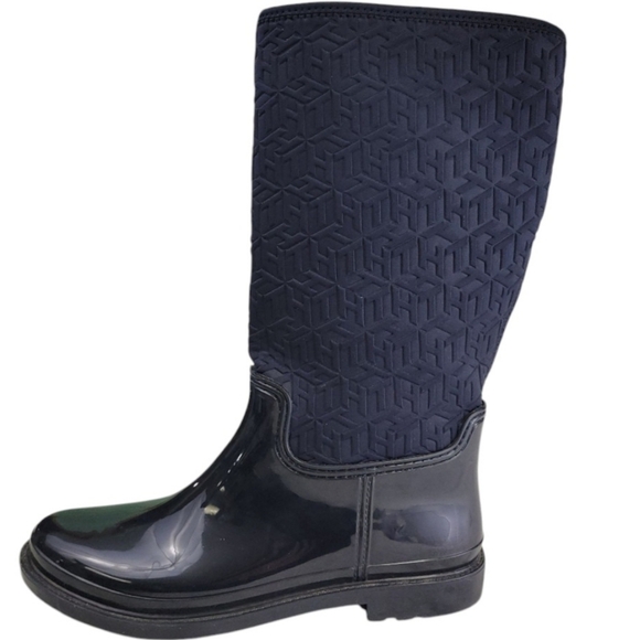 Tommy Hilfiger Womens SARAY' 8M NavyRubbber/Neoprene Knee High Ran Boot Size 10 - Picture 3 of 11